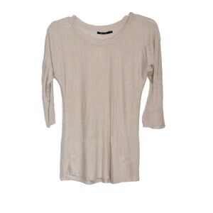 Nic + Zoe Sweater Thin Knit Beige Half Sleeves Round Neck Size S